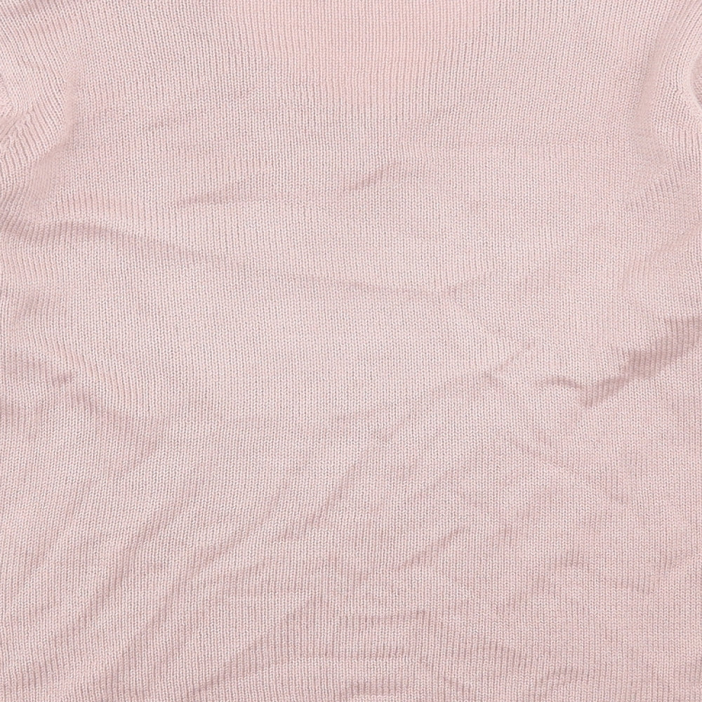 Damart Womens Pink V-Neck Acrylic Pullover Jumper Size 14