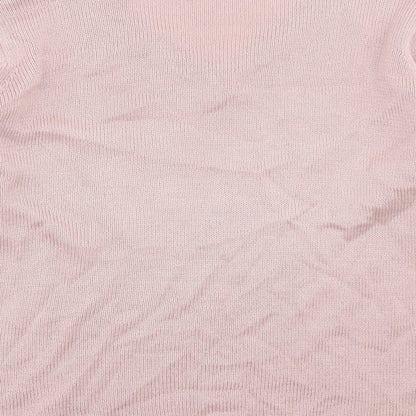 Damart Womens Pink V-Neck Acrylic Pullover Jumper Size 14