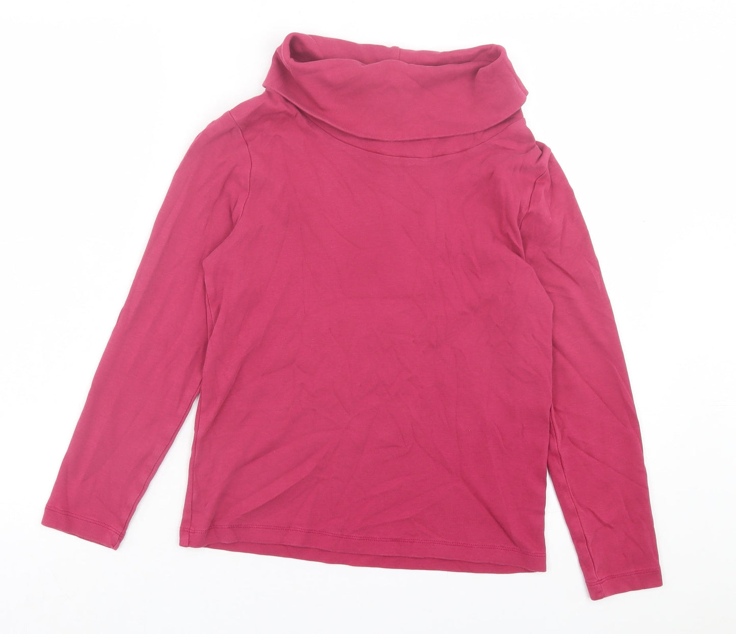 Cotton Traders Womens Purple Cotton Basic T-Shirt Size 12 Roll Neck