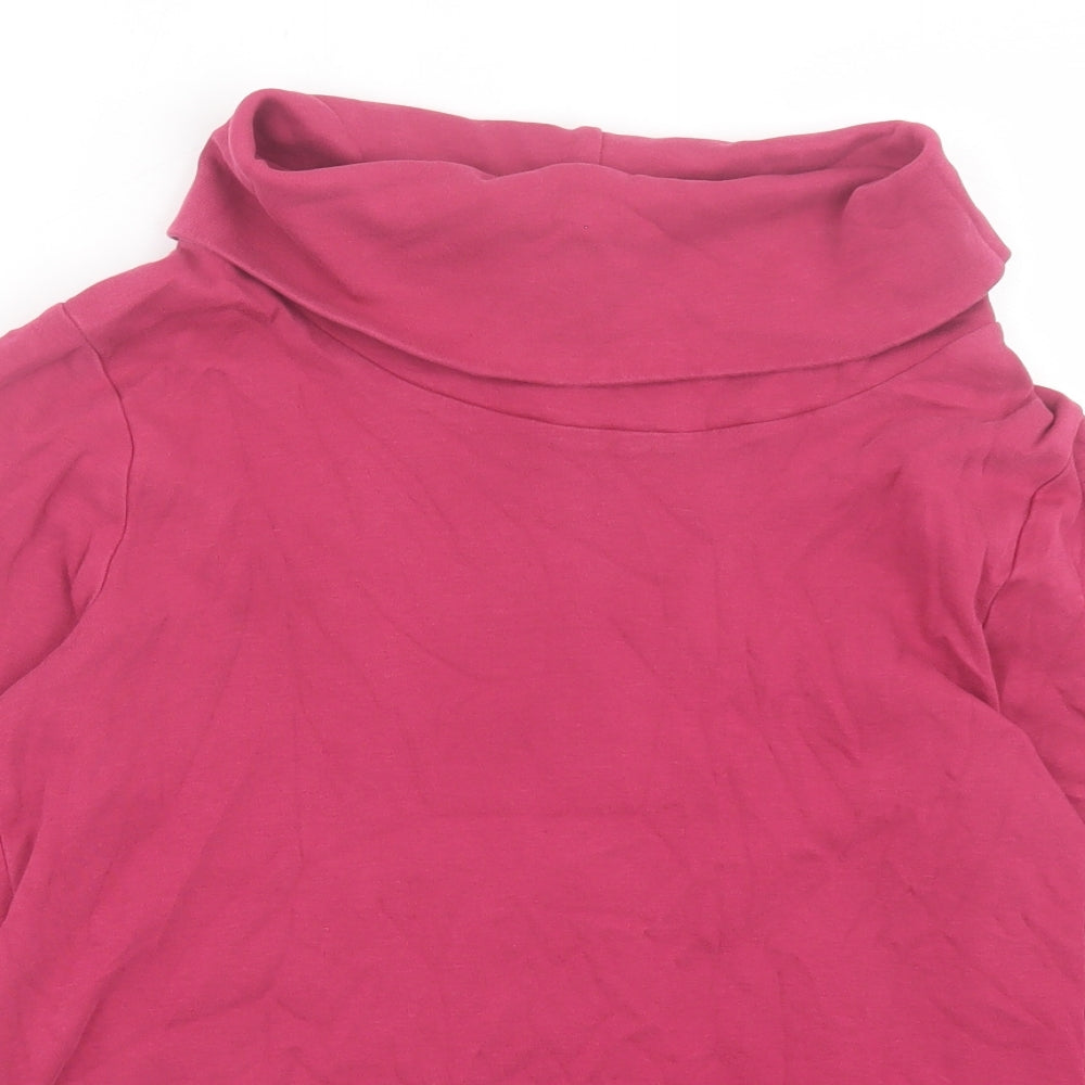 Cotton Traders Womens Purple Cotton Basic T-Shirt Size 12 Roll Neck