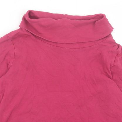 Cotton Traders Womens Purple Cotton Basic T-Shirt Size 12 Roll Neck