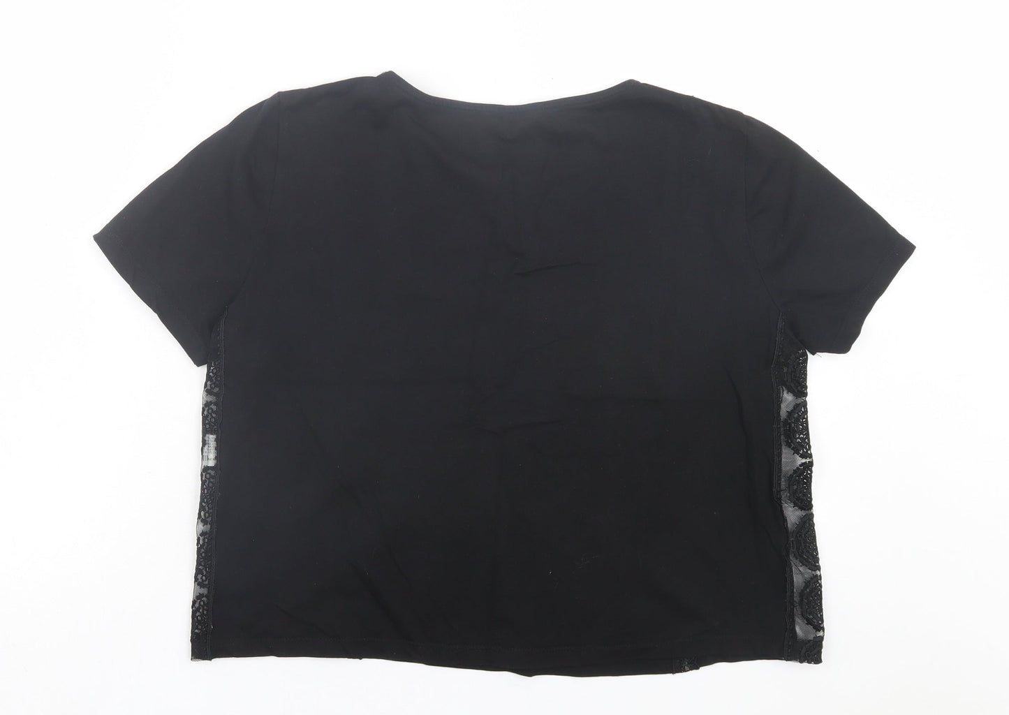 Womens UK Size M Zara Black Cropped T-Shirt