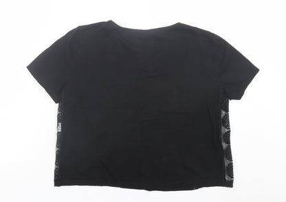 Womens UK Size M Zara Black Cropped T-Shirt