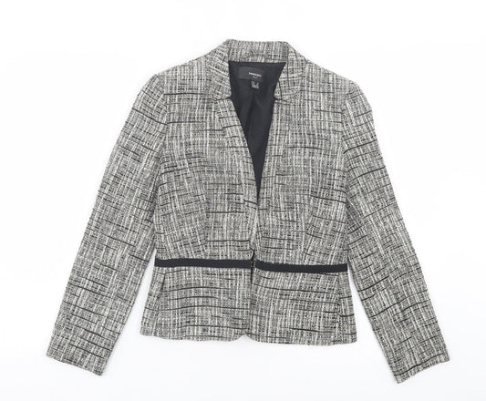 Mango Womens Grey Plaid Jacket Blazer Size S Hook & Eye