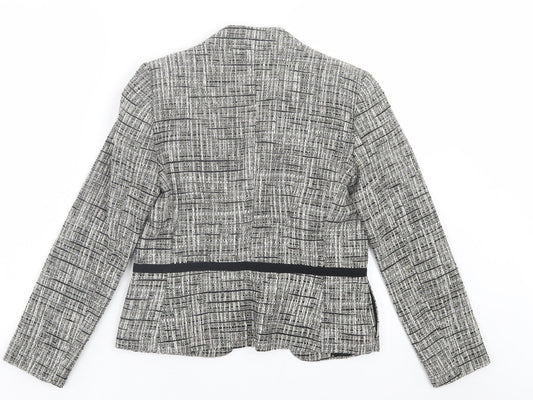 Mango Womens Grey Plaid Jacket Blazer Size S Hook & Eye