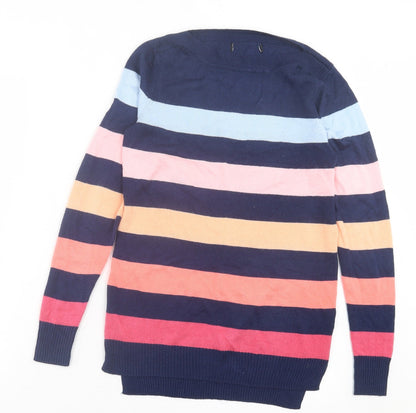 F&F Womens Multicoloured Crew Neck Striped Acrylic Pullover Jumper Size 6