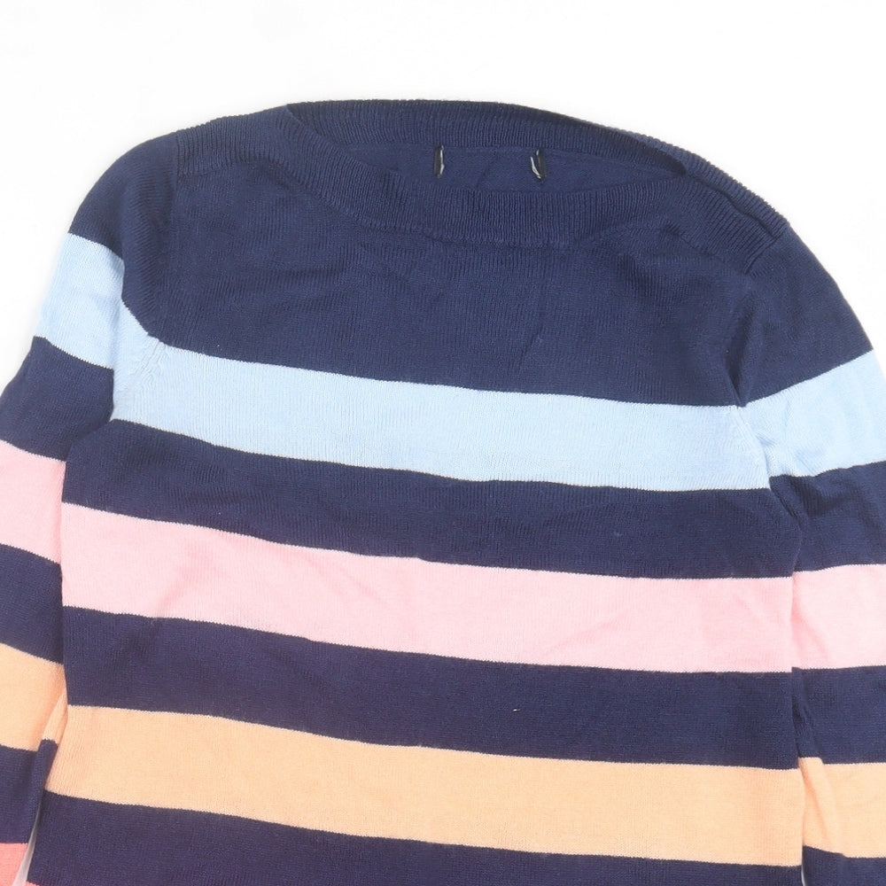 F&F Womens Multicoloured Crew Neck Striped Acrylic Pullover Jumper Size 6