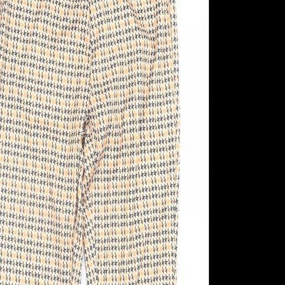 Preworn Womens Orange Houndstooth Polyester Trousers Size S L25 in Regular