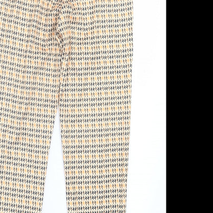 Preworn Womens Orange Houndstooth Polyester Trousers Size S L25 in Regular