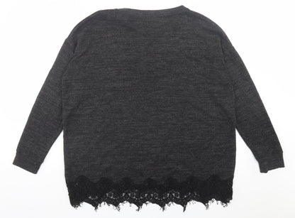 F&F Womens Grey Crew Neck Polyester Pullover Jumper Size 14