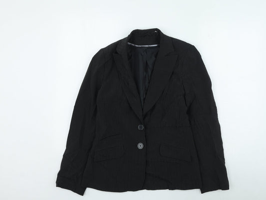 Bay Womens Black Striped Jacket Size 12