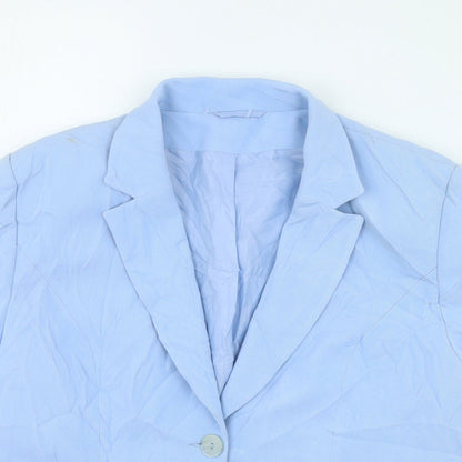 Richards Womens Blue Collared Polyester Cardigan Jumper Size 16