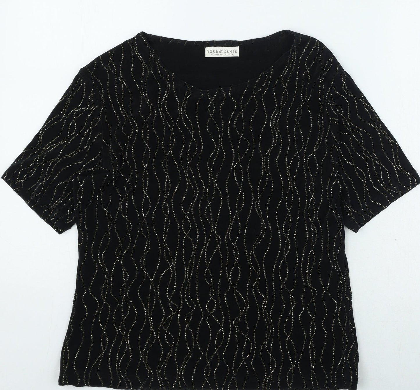 Womens UK Size 12 your 6th sense Black Basic Blouse