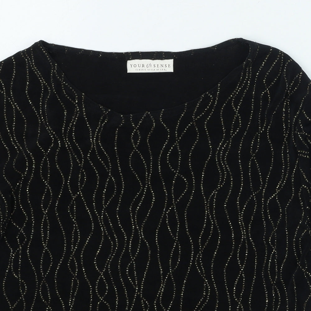 Womens UK Size 12 your 6th sense Black Basic Blouse