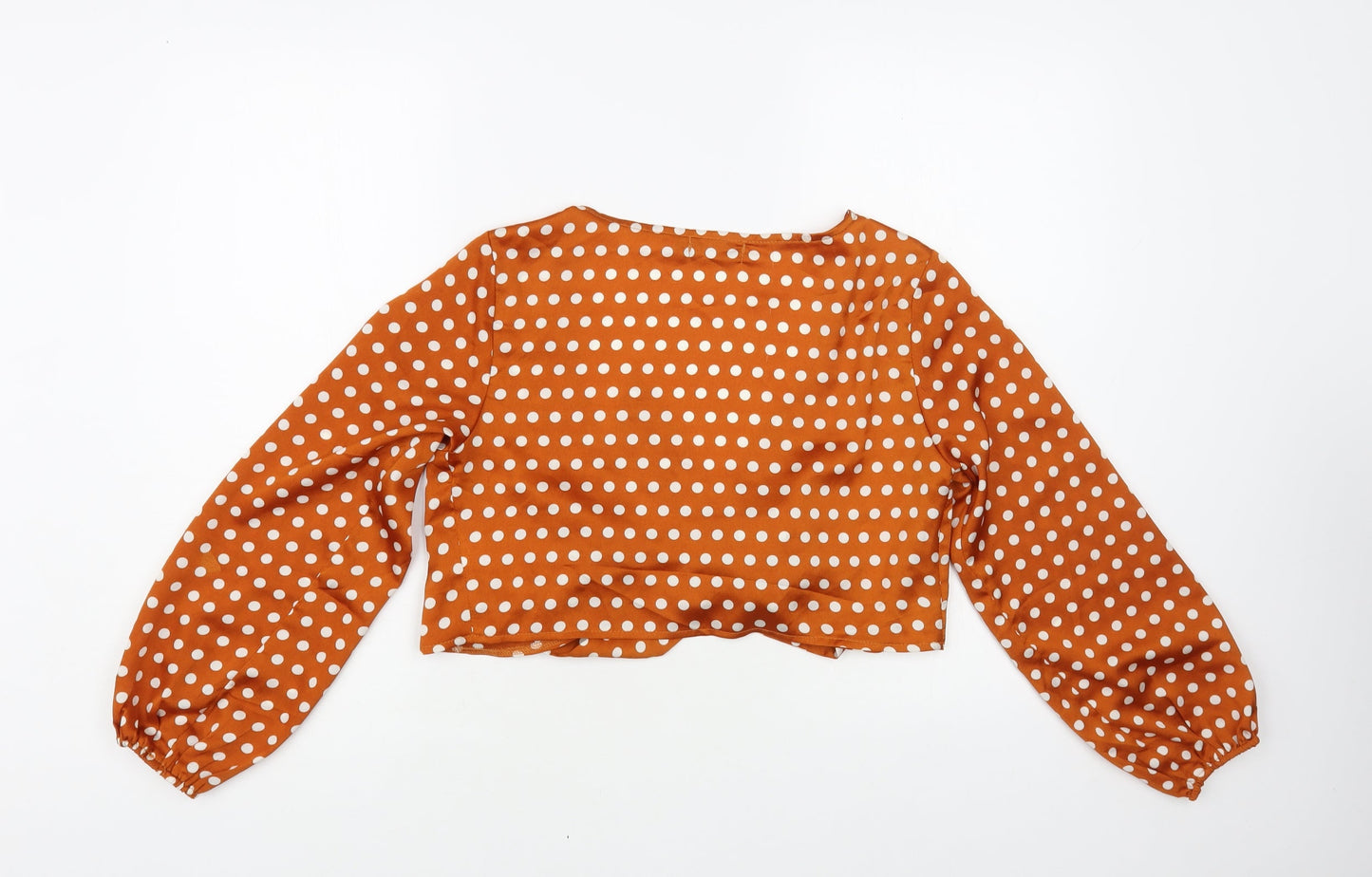 Womens UK Size 8 PRETTYLITTLETHING Brown Wrap Blouse