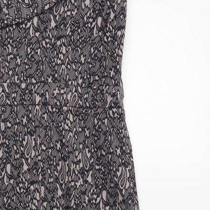 NEXT Womens Pink Floral Viscose Pencil Dress Size 8 One Shoulder Zip - Lace Overlay