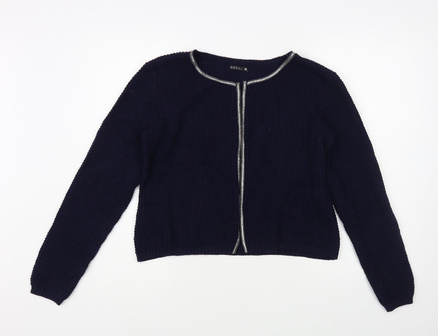 Breal Womens Blue Round Neck Acrylic Cardigan Jumper Size M