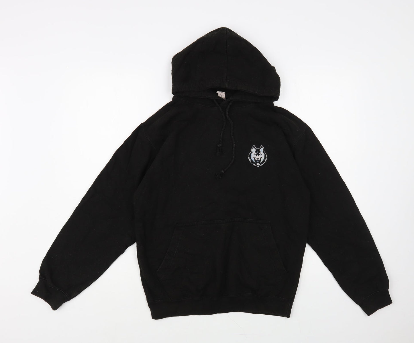 Awdis Mens Black Cotton Pullover Hoodie Size S - Wolf