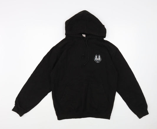 Awdis Mens Black Cotton Pullover Hoodie Size S - Wolf