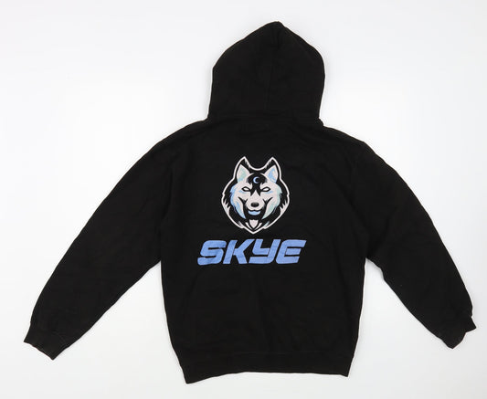 Awdis Mens Black Cotton Pullover Hoodie Size S - Wolf