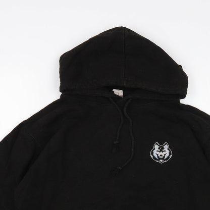 Awdis Mens Black Cotton Pullover Hoodie Size S - Wolf