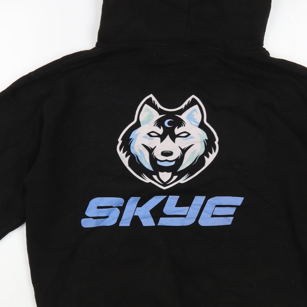 Awdis Mens Black Cotton Pullover Hoodie Size S - Wolf