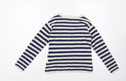 H&M Girls Ivory Crew Neck Striped Acrylic Pullover Jumper Size 10-11 Years Pullover - Love