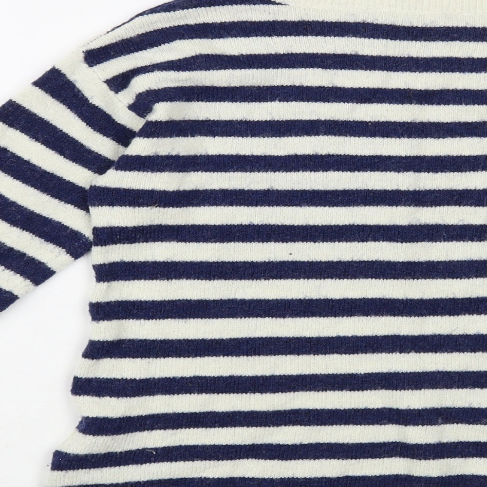 H&M Girls Ivory Crew Neck Striped Acrylic Pullover Jumper Size 10-11 Years Pullover - Love