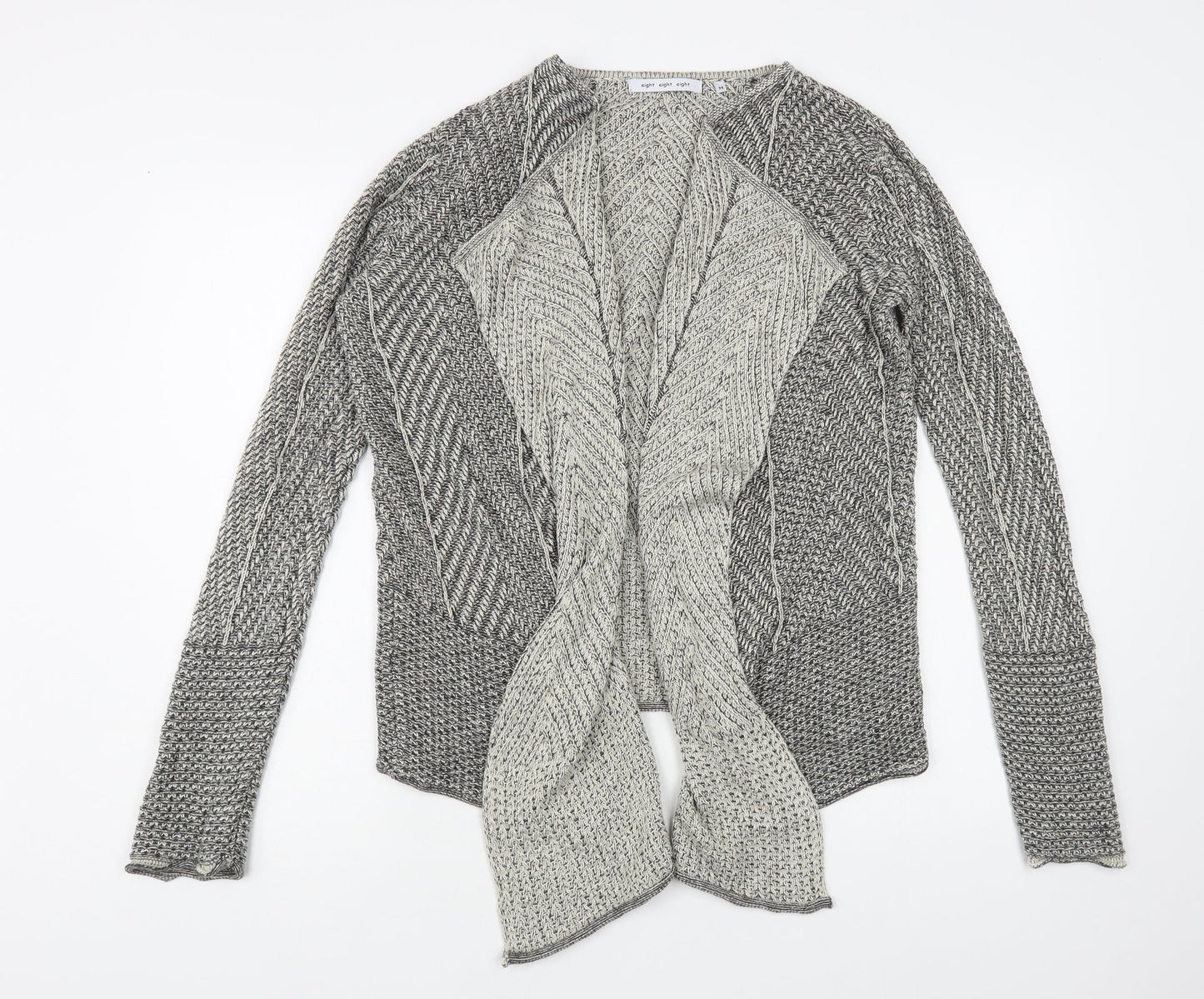 Eight Eight Eight Womens Grey V-Neck Cotton Cardigan Jumper Size M