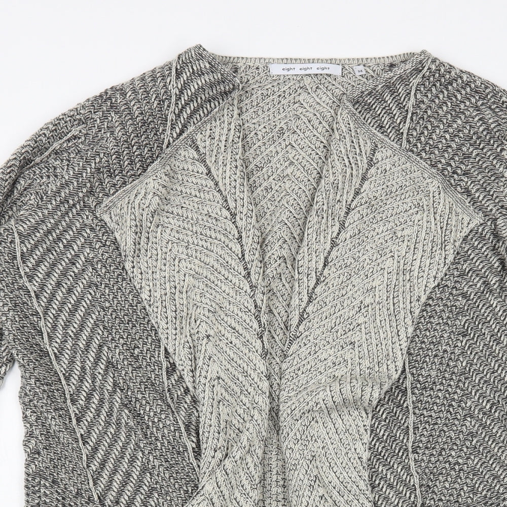 Eight Eight Eight Womens Grey V-Neck Cotton Cardigan Jumper Size M