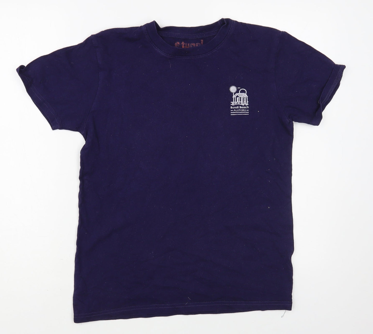 Tunni Womens Blue Cotton Basic T-Shirt Size M Crew Neck - Bondi Beach