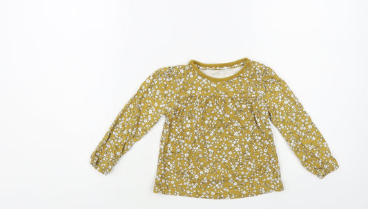 TU Baby Yellow Floral Cotton Pullover T-Shirt Size 12-18 Months Crew Neck Pullover