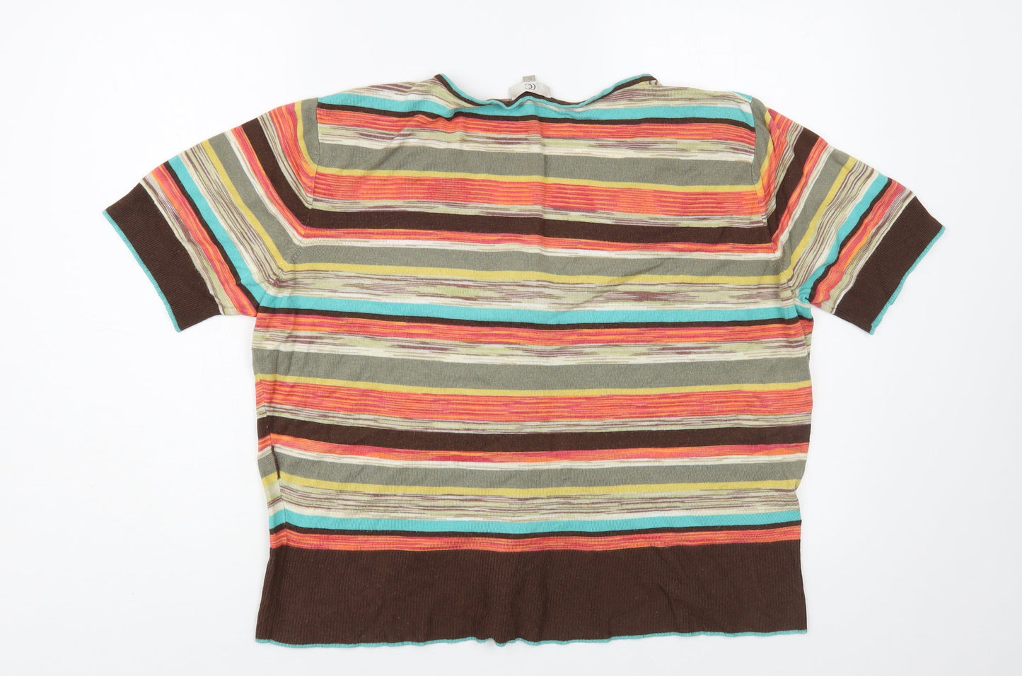 CC Petite Womens Multicoloured V-Neck Striped Viscose Cardigan Jumper Size XL