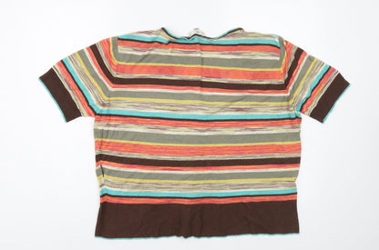 CC Petite Womens Multicoloured V-Neck Striped Viscose Cardigan Jumper Size XL