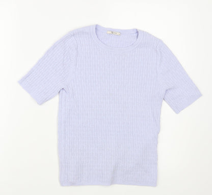 TU Womens Blue Viscose Basic T-Shirt Size 14 Crew Neck