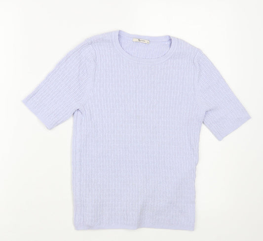 TU Womens Blue Viscose Basic T-Shirt Size 14 Crew Neck