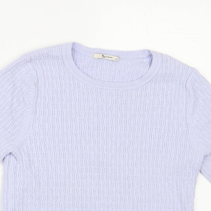 TU Womens Blue Viscose Basic T-Shirt Size 14 Crew Neck