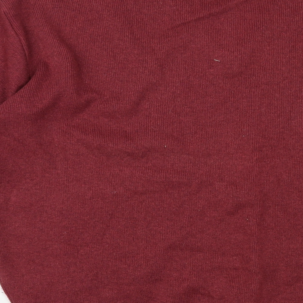 Carson Mens Purple V-Neck Geometric Cotton Pullover Jumper Size M