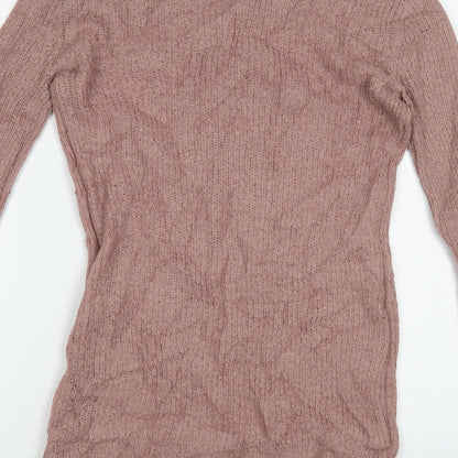 Yas Womens Pink Crew Neck Acrylic Pullover Jumper Size S