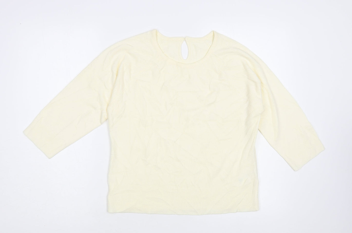 BHS Womens Ivory Crew Neck Acrylic Pullover Jumper Size 14