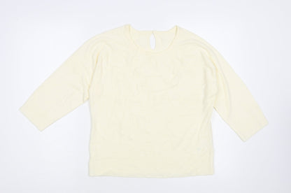 BHS Womens Ivory Crew Neck Acrylic Pullover Jumper Size 14