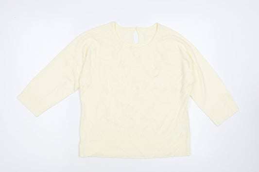 BHS Womens Ivory Crew Neck Acrylic Pullover Jumper Size 14