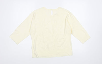 BHS Womens Ivory Crew Neck Acrylic Pullover Jumper Size 14
