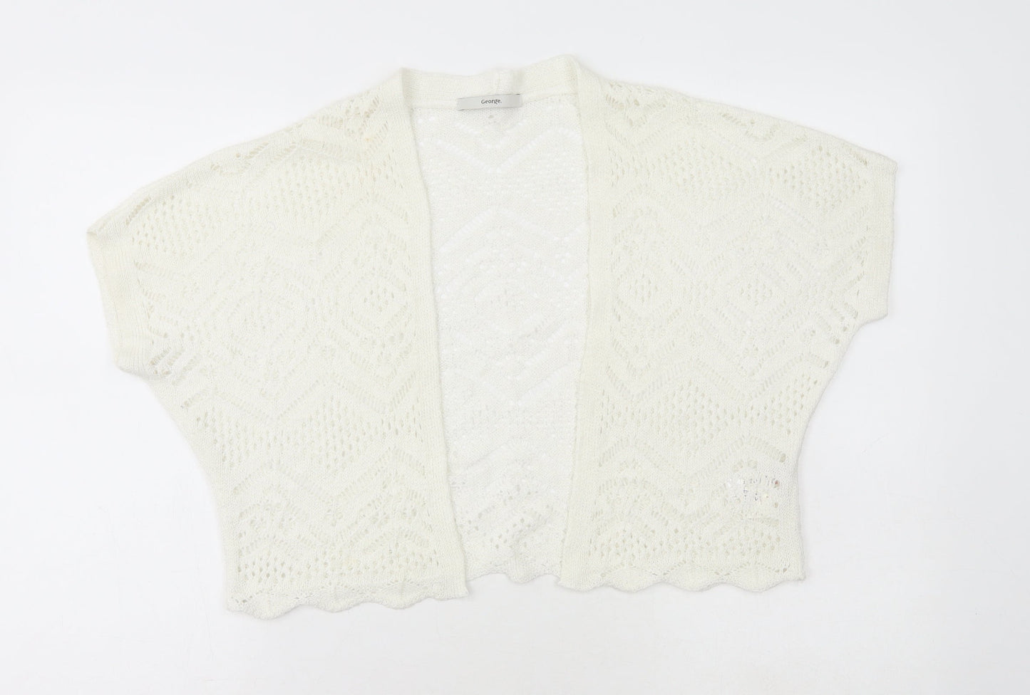 George Womens White Acrylic Shrug Jumper Size XS