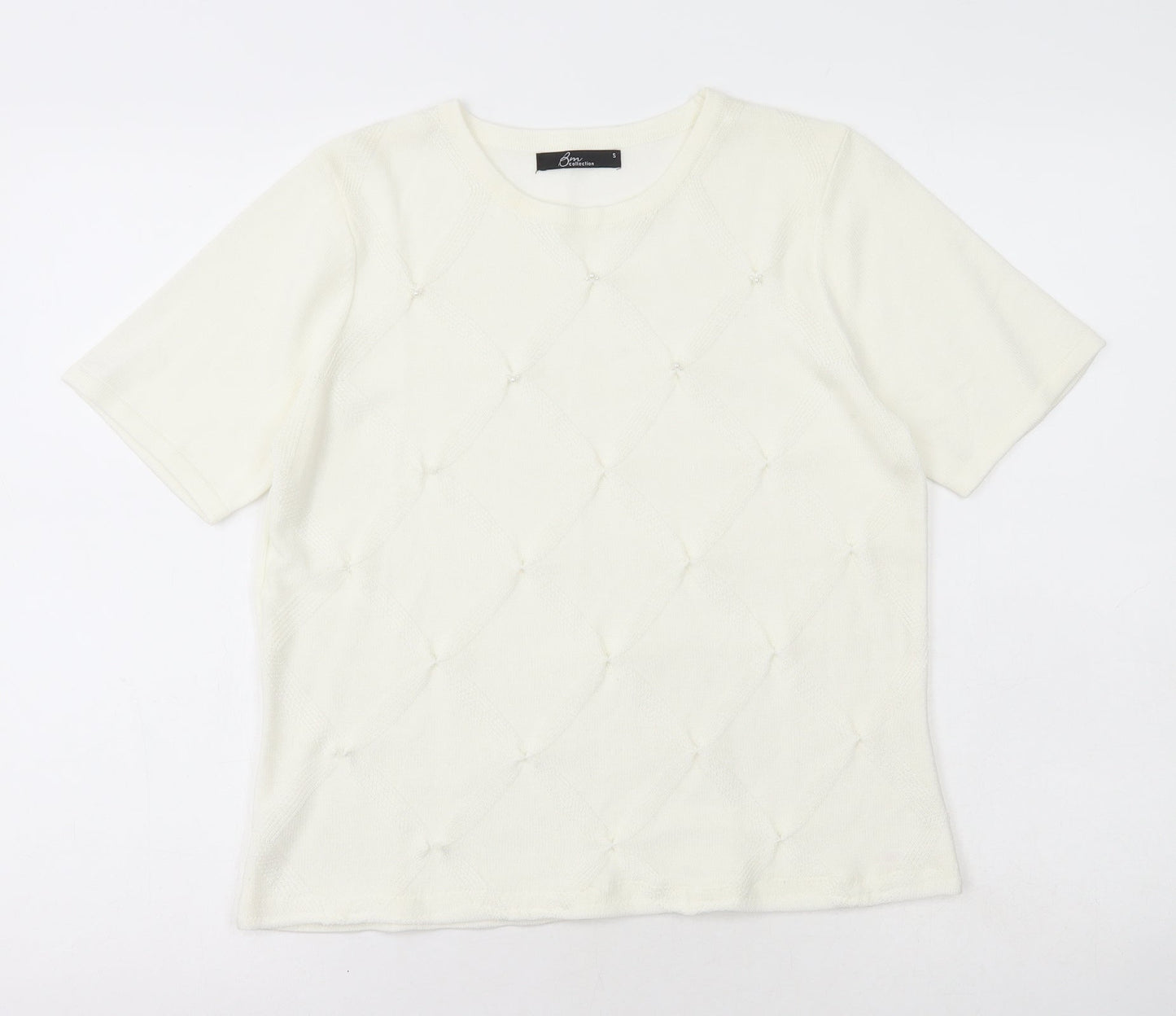 Womens UK Size S Bm Collection Ivory Basic T-Shirt