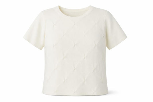 Bonmarché Womens Ivory Acrylic Basic T-Shirt Size S Scoop Neck
