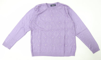Womens UK Size L Akal Collection Purple Pullover Jumper