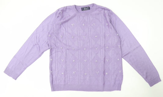 Womens UK Size L Akal Collection Purple Pullover Jumper
