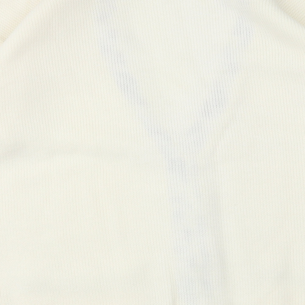 Polkadot Womens Ivory V-Neck Acrylic Pullover Jumper Size L