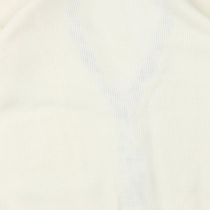 Polkadot Womens Ivory V-Neck Acrylic Pullover Jumper Size L